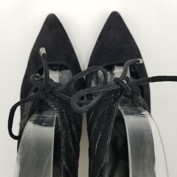 Isola Palazzo Heels Womens‎ 8.5 Black Suede Leather Lace up - Picture 7 of 11